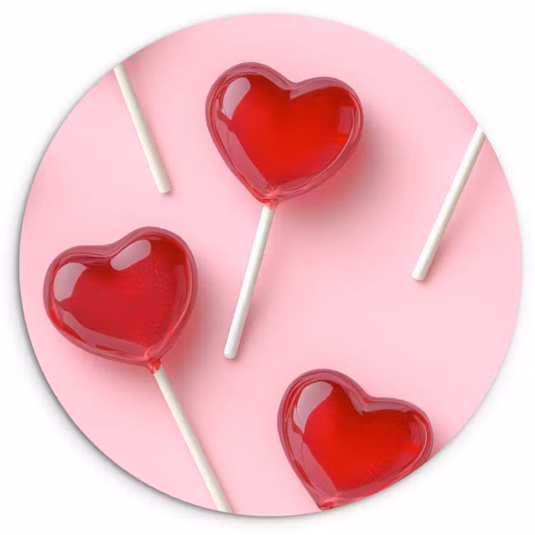 Lollies - Hartjes - Roze Wandcirkel kunststof plaat 5mm dik klein -3d