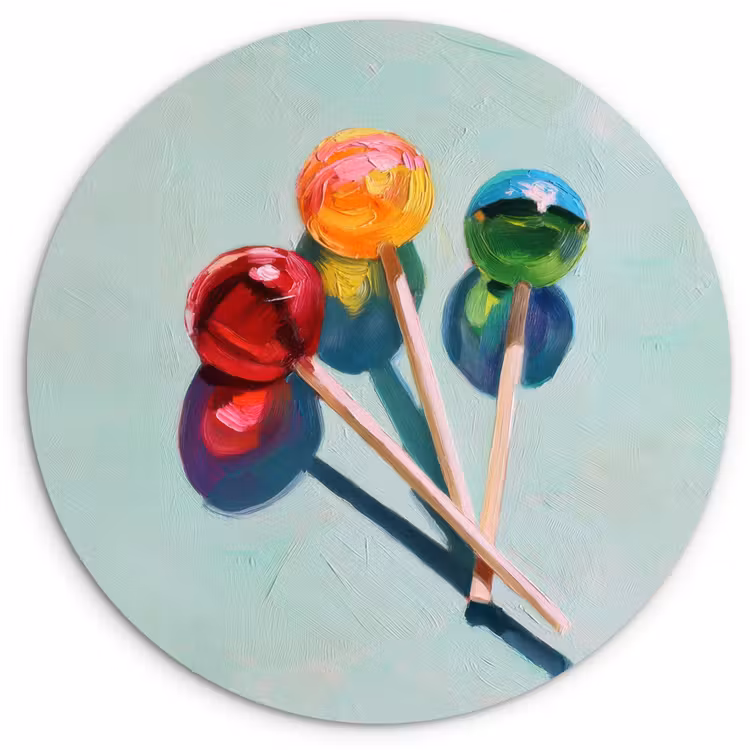 Lollys - Schaduw - Drie - Blauw Wandcirkel kunststof plaat 5mm dik klein -3d