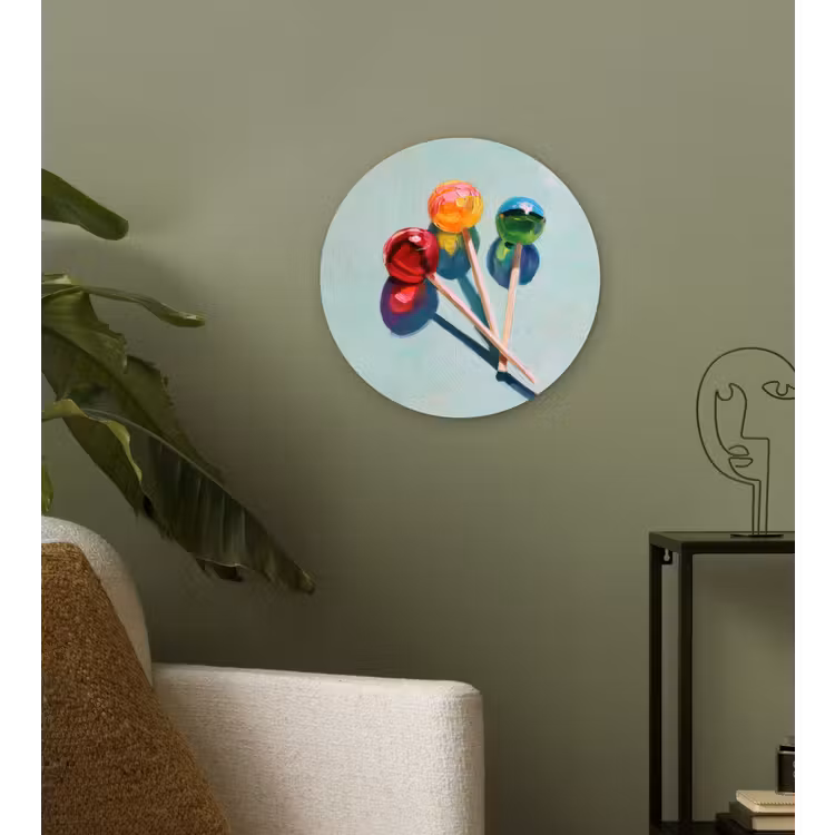 Lollys - Schaduw - Drie - Blauw Wandcirkel kunststof plaat 5mm dik klein -sfeer3