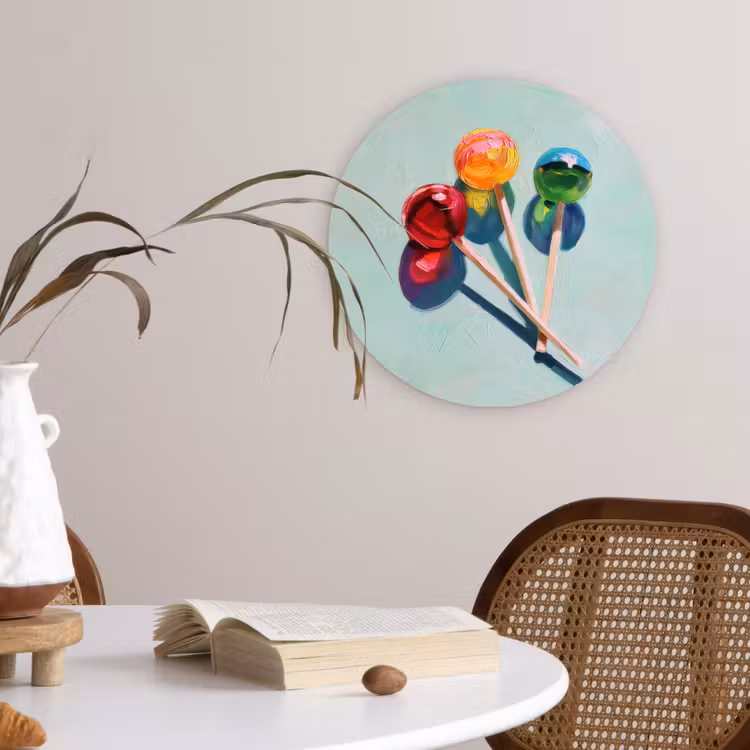 Lollys - Schaduw - Drie - Blauw Wandcirkel kunststof plaat 5mm dik klein -sfeer4