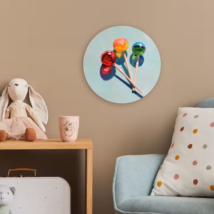 Lollys - Schaduw - Drie - Blauw Wandcirkel kunststof plaat 5mm dik klein -tsfeer1_kind