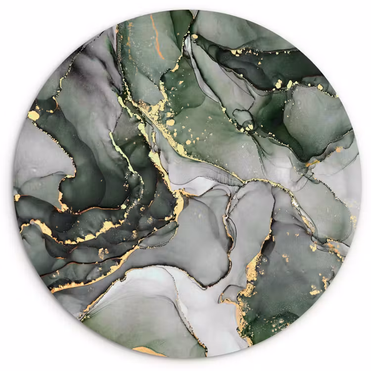 Luxe - Marmer - Groen Wandcirkel kunststof plaat 5mm dik klein -3d