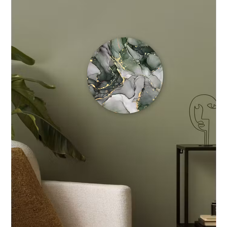 Luxe - Marmer - Groen Wandcirkel kunststof plaat 5mm dik klein -sfeer3