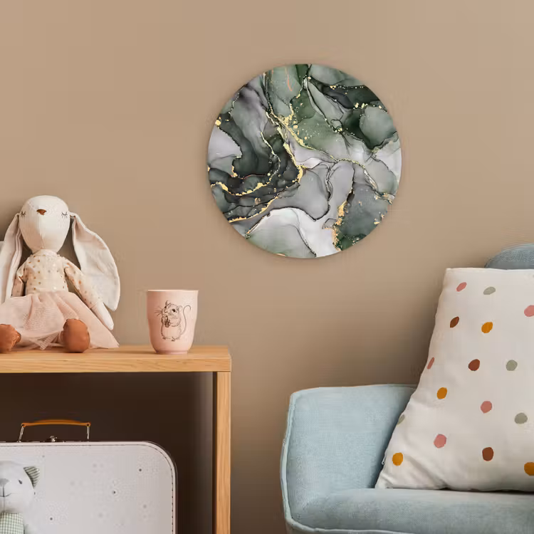 Luxe - Marmer - Groen Wandcirkel kunststof plaat 5mm dik klein -tsfeer1_kind