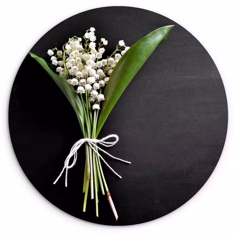 Lelietjes van dalen - Bloemen - Stilleven - Flora Wandcirkel kunststof plaat 5mm dik klein -3d