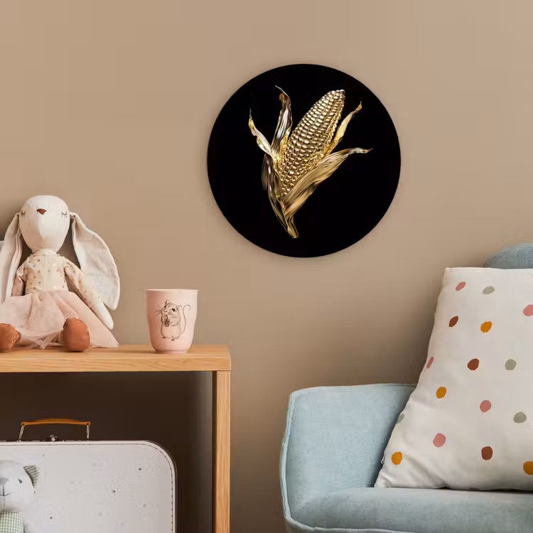 Mais - Eten - Goud - Zwart Wandcirkel kunststof plaat 5mm dik klein -tsfeer1_kind