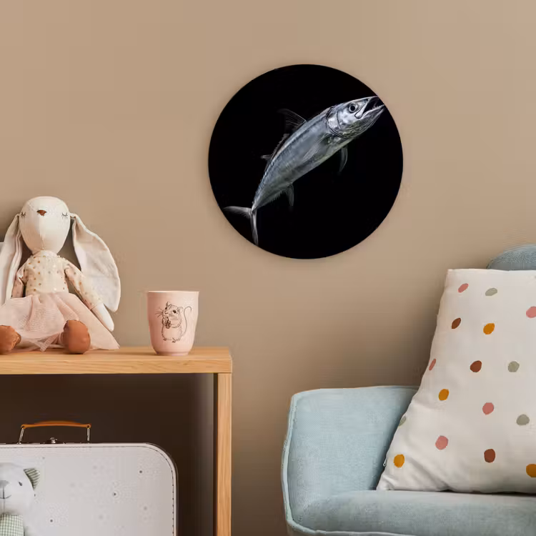 Makreel - Vis - Zwart Wandcirkel kunststof plaat 5mm dik klein -tsfeer1_kind
