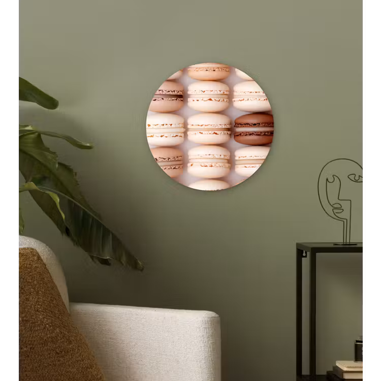 Macarons - Beige - Bruin Wandcirkel kunststof plaat 5mm dik klein -sfeer3
