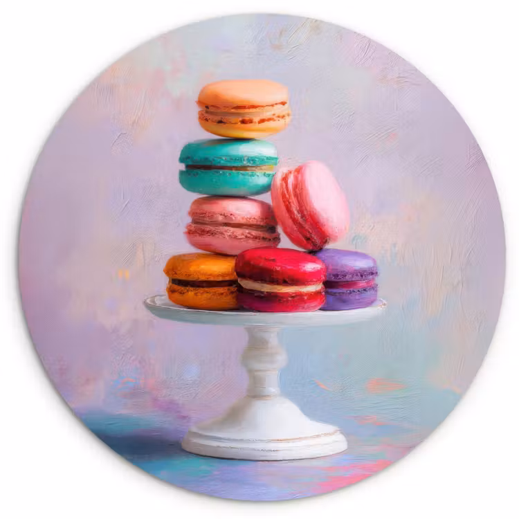 Macarons - Schaal - Pastel - Kleurrijk Wandcirkel kunststof plaat 5mm dik klein -3d