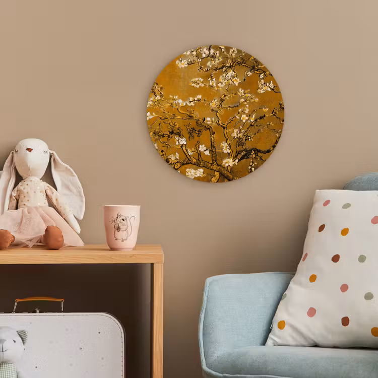 Amandelbloesem - Kunst - Van Gogh - Goud Wandcirkel kunststof plaat 5mm dik klein -tsfeer1_kind