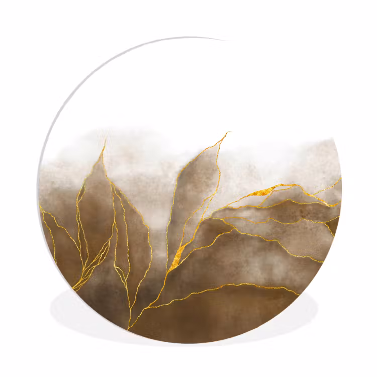Marmer - Goud - Bruin - Textuur - Marmerlook Wandcirkel kunststof plaat 5mm dik klein -3d