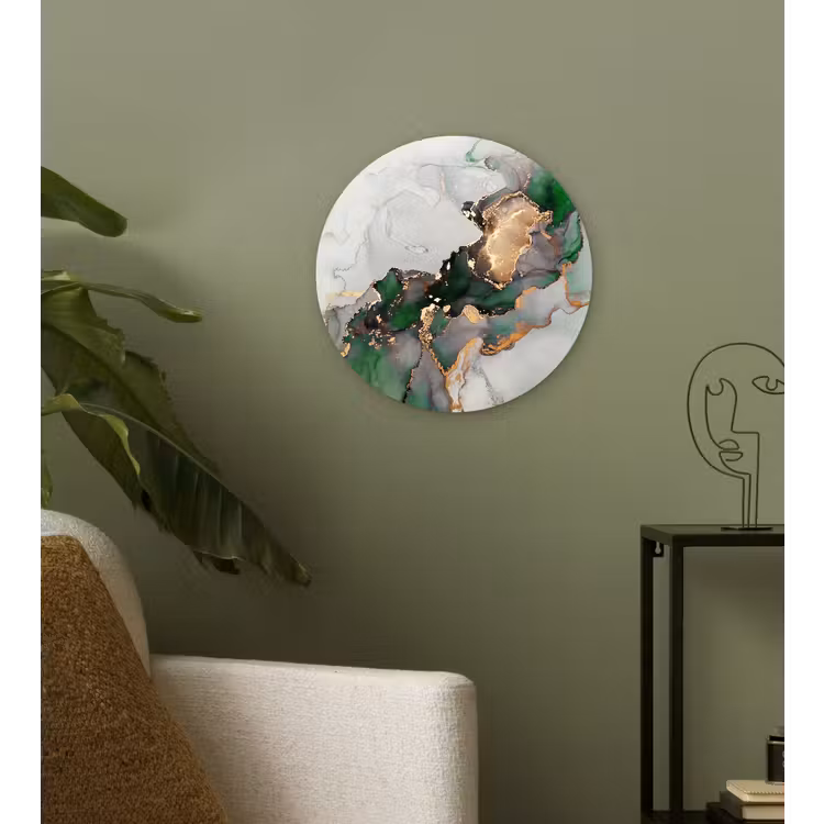 Marmer - Goud - Groen - Luxe Wandcirkel kunststof plaat 5mm dik klein -sfeer3