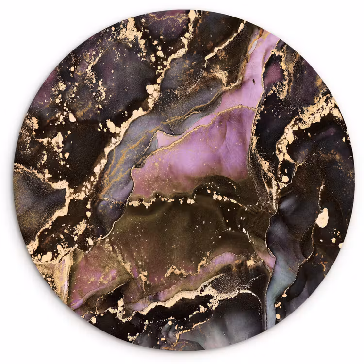 Marmer - Gold - Steen - Abstract Wandcirkel kunststof plaat 5mm dik klein -3d