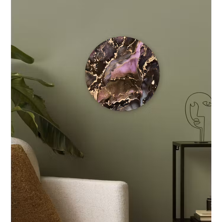 Marmer - Gold - Steen - Abstract Wandcirkel kunststof plaat 5mm dik klein -sfeer3