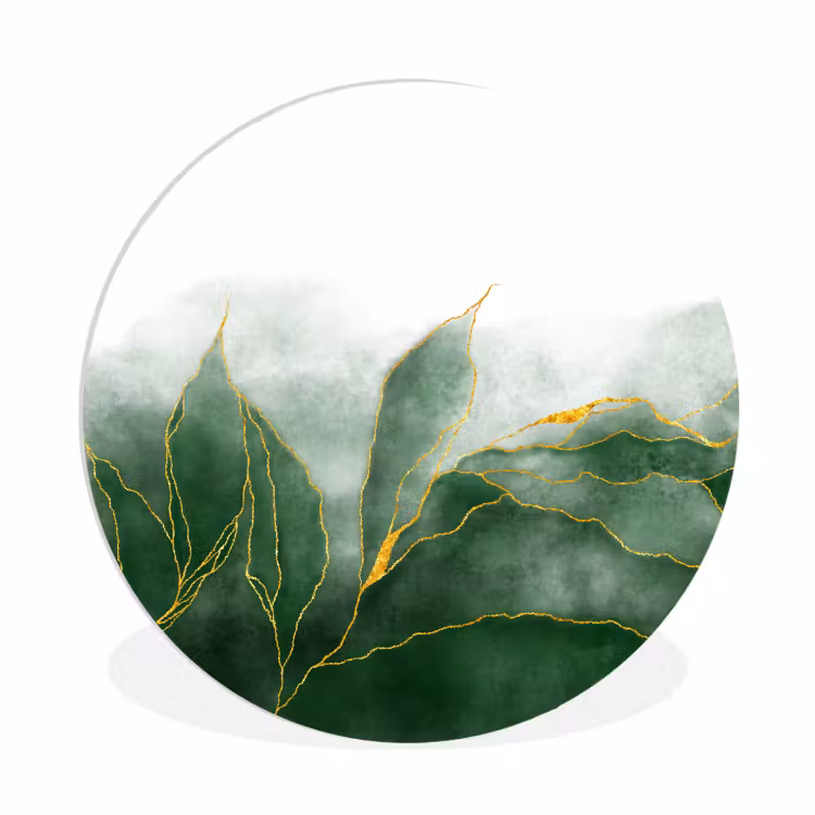 Marmer - Groen - Luxe - Goud - Marmerlook Wandcirkel kunststof plaat 5mm dik klein -3d