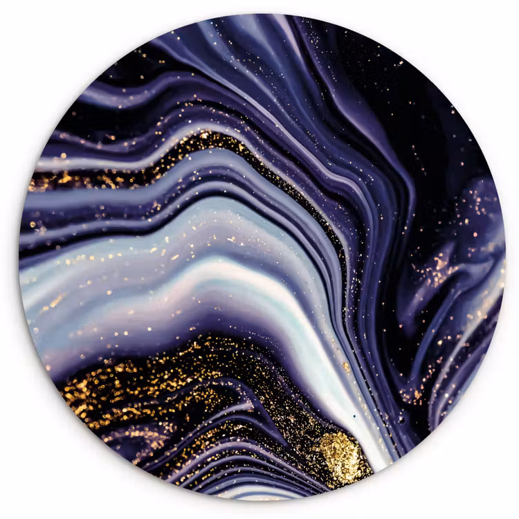 Marmer - Paars - Luxe - Marmerlook - Glitter Wandcirkel kunststof plaat 5mm dik klein -3d