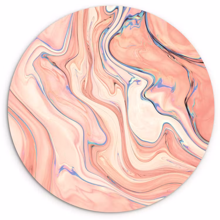 Marmer - Pastel - Roze - Blauw - Marmerlook - Abstract Wandcirkel kunststof plaat 5mm dik klein -3d