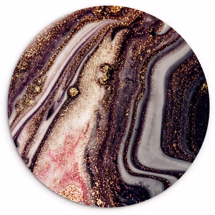 Marmer - Roze - Goud - Glitter - Marmerlook Wandcirkel kunststof plaat 5mm dik klein -3d