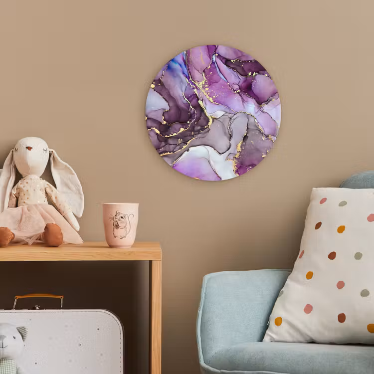 Marmer - Roze - Paars - Gold Wandcirkel kunststof plaat 5mm dik klein -tsfeer1_kind