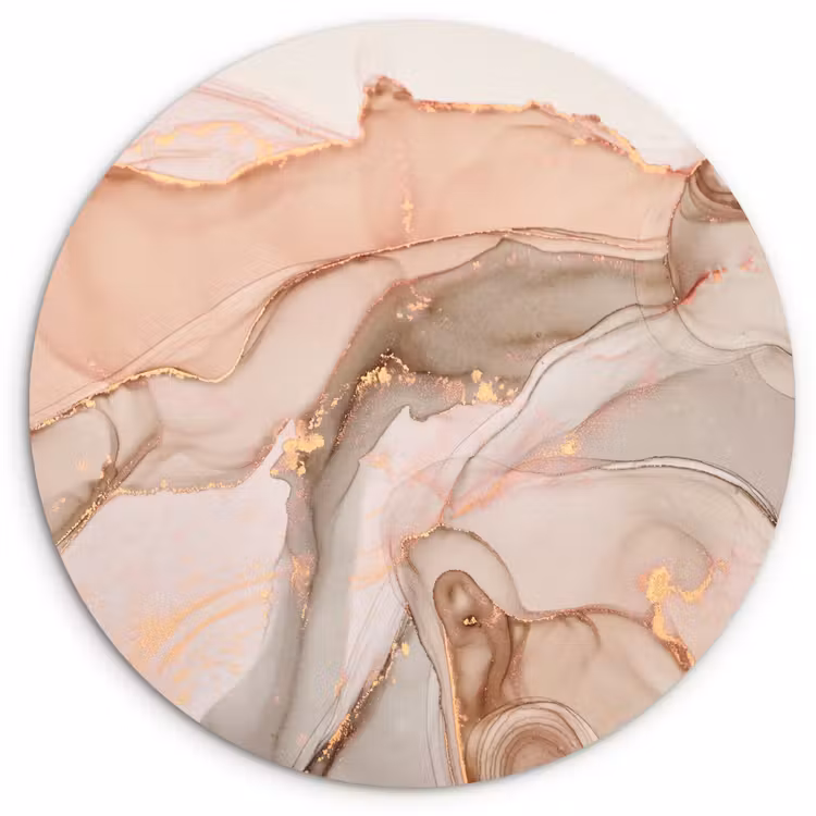 Marmer - Roze - Rosé Wandcirkel kunststof plaat 5mm dik klein -3d