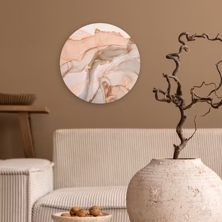 Marmer - Roze - Rosé Wandcirkel kunststof plaat 5mm dik klein -sfeer1