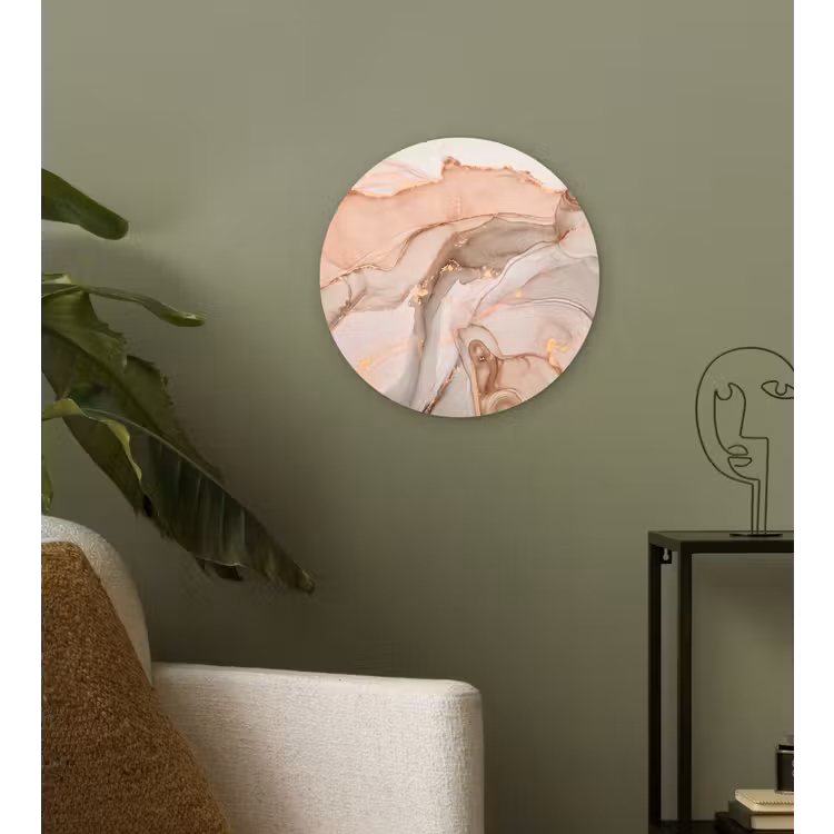 Marmer - Roze - Rosé Wandcirkel kunststof plaat 5mm dik klein -sfeer3