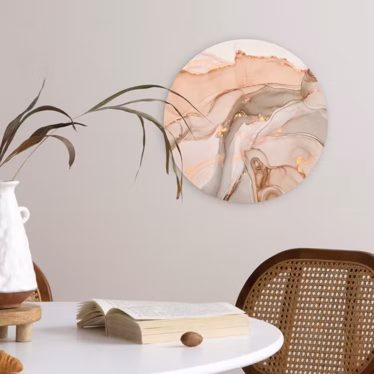 Marmer - Roze - Rosé Wandcirkel kunststof plaat 5mm dik klein -sfeer4