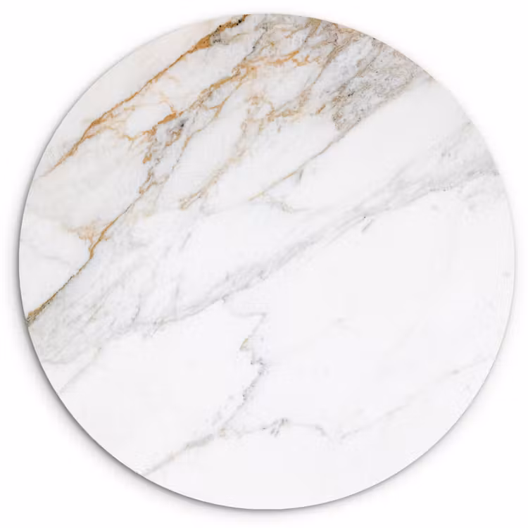 Marmer - Steen - Wit - Goud - Marmerlook - Steen - Luxe Wandcirkel kunststof plaat 5mm dik klein -3d