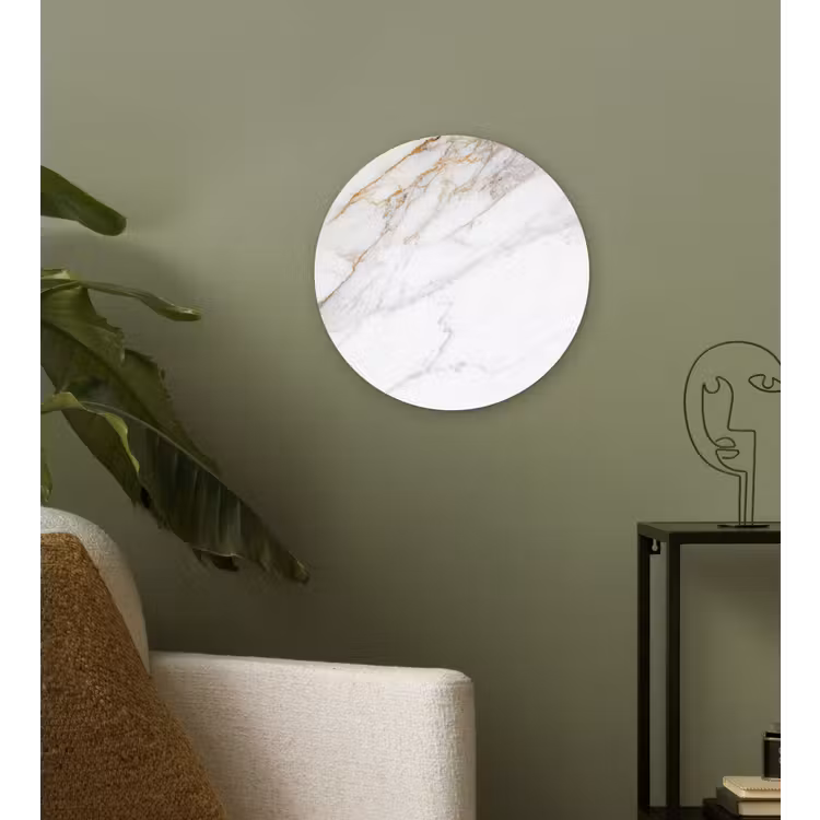 Marmer - Steen - Wit - Goud - Marmerlook - Steen - Luxe Wandcirkel kunststof plaat 5mm dik klein -sfeer3