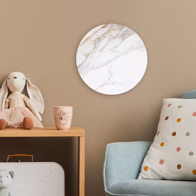 Marmer - Steen - Wit - Goud - Marmerlook - Steen - Luxe Wandcirkel kunststof plaat 5mm dik klein -tsfeer1_kind