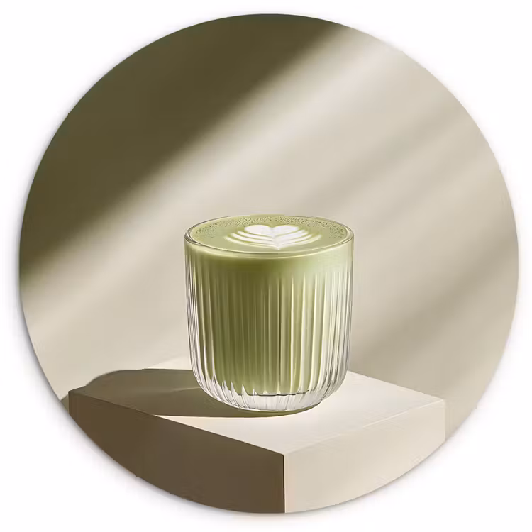 Matcha - Glas - Groen - Minimalistisch Wandcirkel kunststof plaat 5mm dik klein -3d