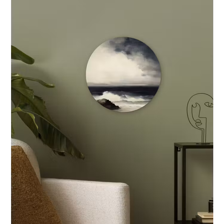 Zee - Rotsen - Storm Wandcirkel kunststof plaat 5mm dik klein -sfeer3