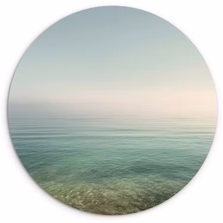 Zee - Horizon - Blauw - Mist Wandcirkel kunststof plaat 5mm dik klein -3d