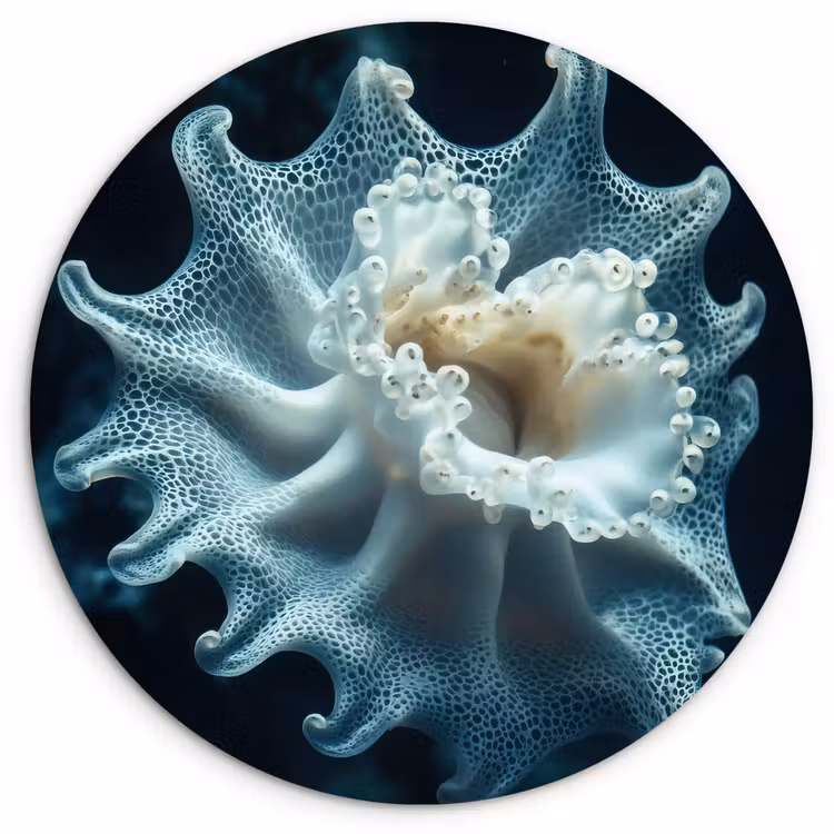 Zeewezen - Wit - Golven - Water Wandcirkel kunststof plaat 5mm dik klein -3d