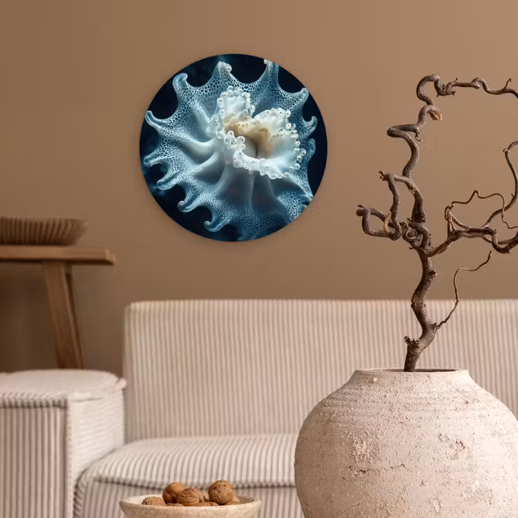 Zeewezen - Wit - Golven - Water Wandcirkel kunststof plaat 5mm dik klein -sfeer1