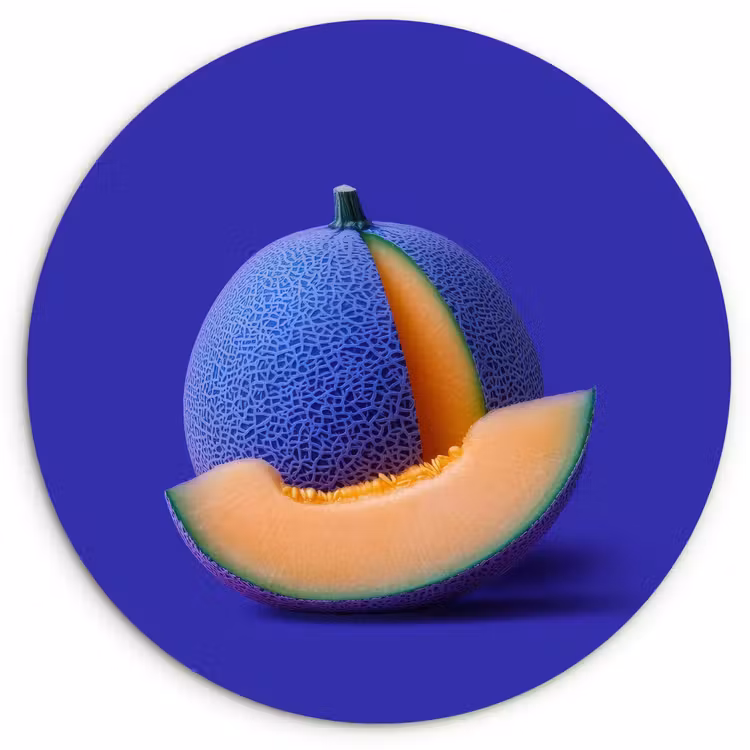 Meloen - Blauw - Oranje - Kunstzinnig Wandcirkel kunststof plaat 5mm dik klein -3d