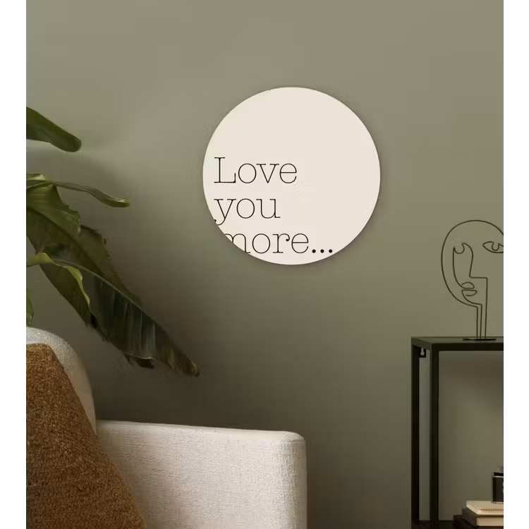 Minimalistisch - Love - Beige Wandcirkel kunststof plaat 5mm dik klein -sfeer3