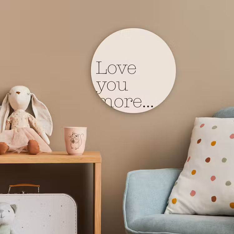 Minimalistisch - Love - Beige Wandcirkel kunststof plaat 5mm dik klein -tsfeer1_kind