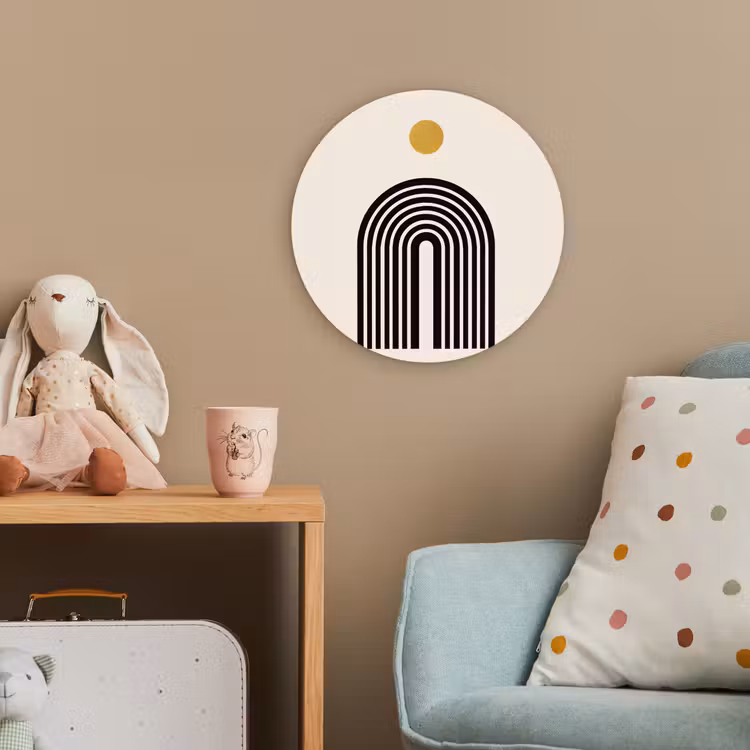 Minimalistisch - Zwarte boog - Gouden cirkel Wandcirkel kunststof plaat 5mm dik klein -tsfeer1_kind