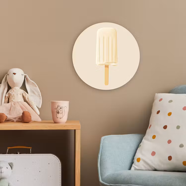 Minimalistisch - Waterijsje - Stokje - Beige Wandcirkel kunststof plaat 5mm dik klein -tsfeer1_kind