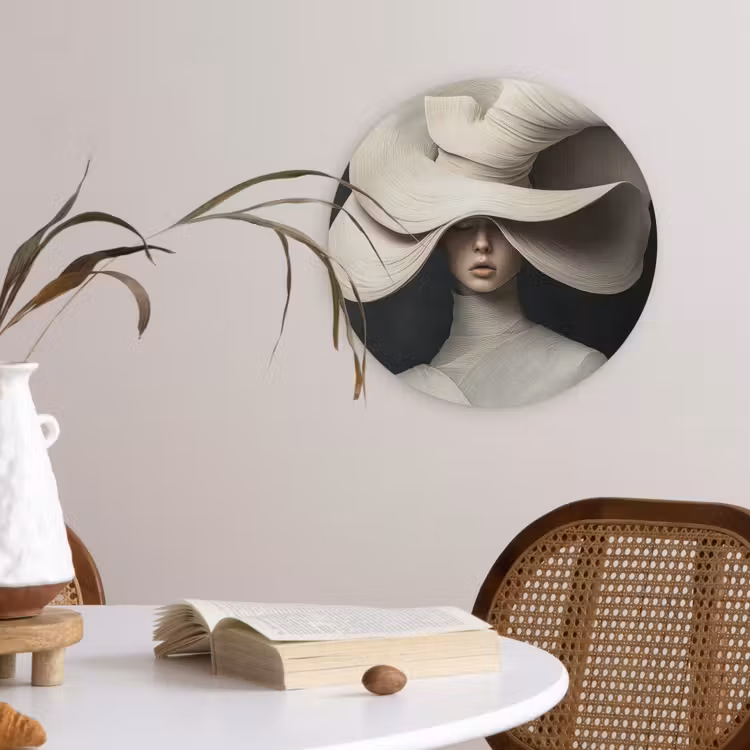 Modern - Vrouw - Hoed Wandcirkel kunststof plaat 5mm dik klein -sfeer4