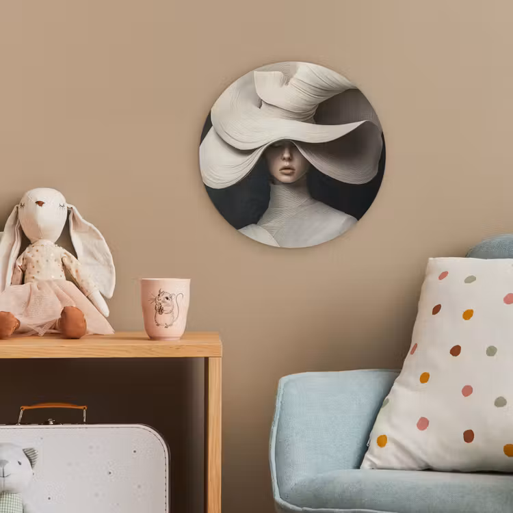 Modern - Vrouw - Hoed Wandcirkel kunststof plaat 5mm dik klein -tsfeer1_kind