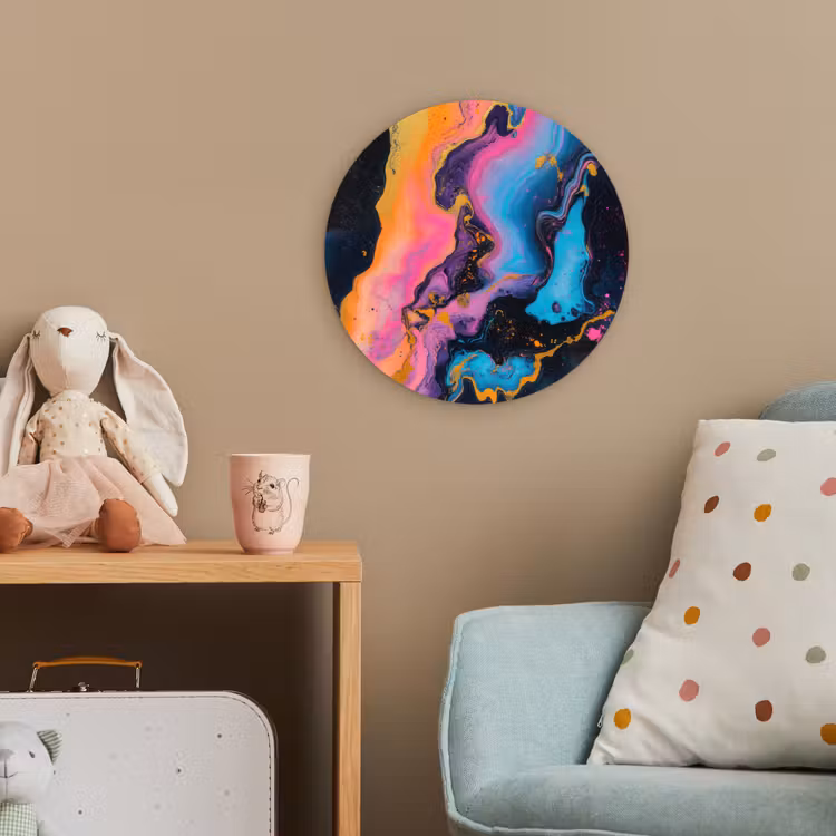 Modern - Marmer - Oranje Wandcirkel kunststof plaat 5mm dik klein -tsfeer1_kind