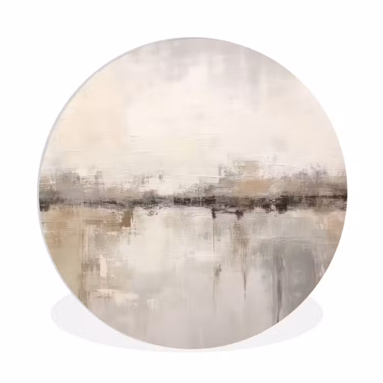 Moderne kunst - Abstract - Beige Wandcirkel kunststof plaat 5mm dik klein -3d