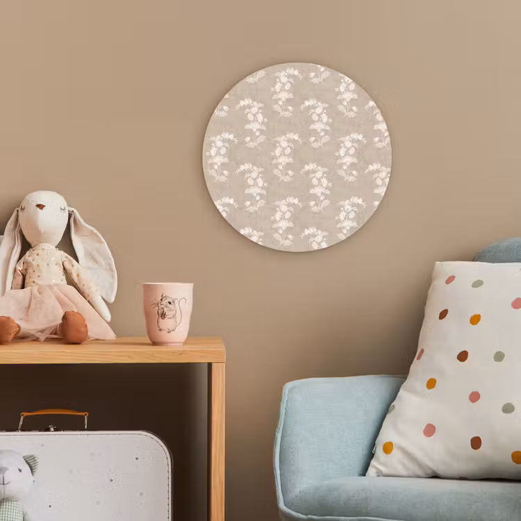 Motief - Beige - Linnen Wandcirkel kunststof plaat 5mm dik klein 188 -tsfeer1_kind