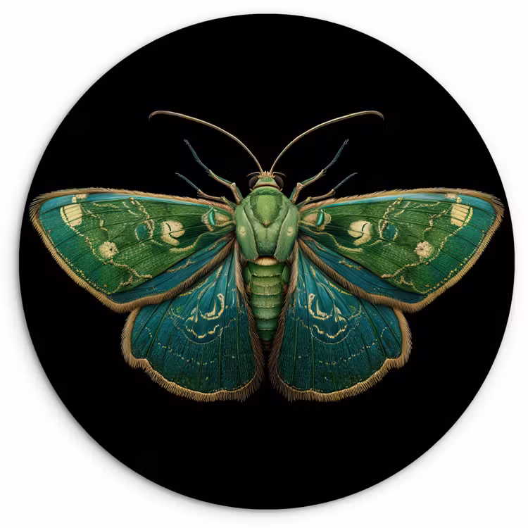 Mot - Levendig - Groen Wandcirkel kunststof plaat 5mm dik klein -3d