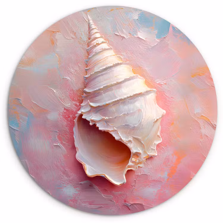 Schelp - Pastel - Pink Wandcirkel kunststof plaat 5mm dik klein -3d