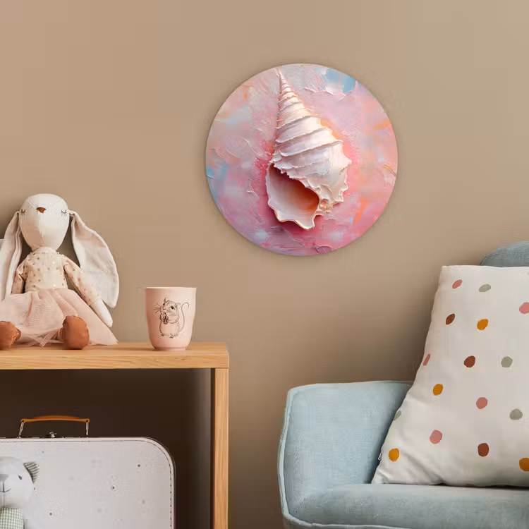 Schelp - Pastel - Pink Wandcirkel kunststof plaat 5mm dik klein -tsfeer1_kind