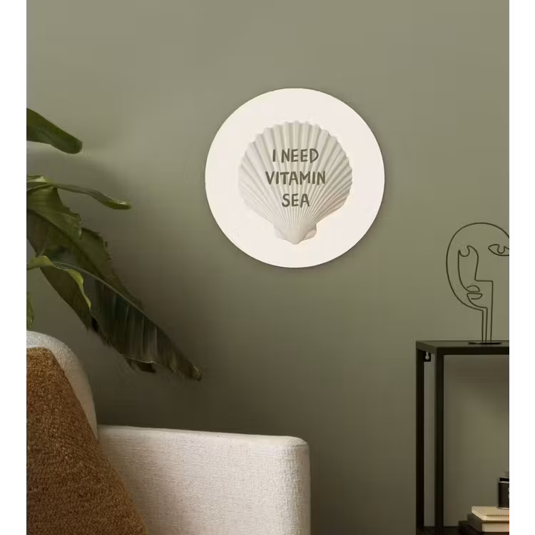 Schelp - Quote - Groen Wandcirkel kunststof plaat 5mm dik klein -sfeer3