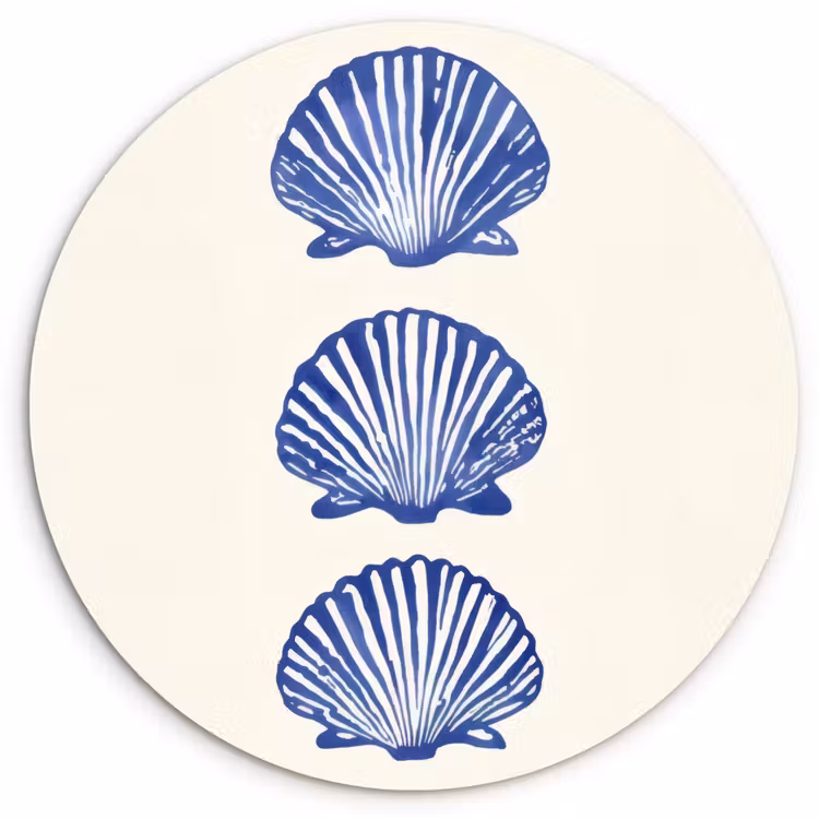 Schelpen - Blauw - Patroon Wandcirkel kunststof plaat 5mm dik klein -3d